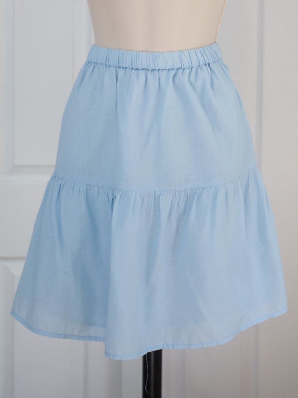 Light Sky Blue Tiered Cotton Skirt
